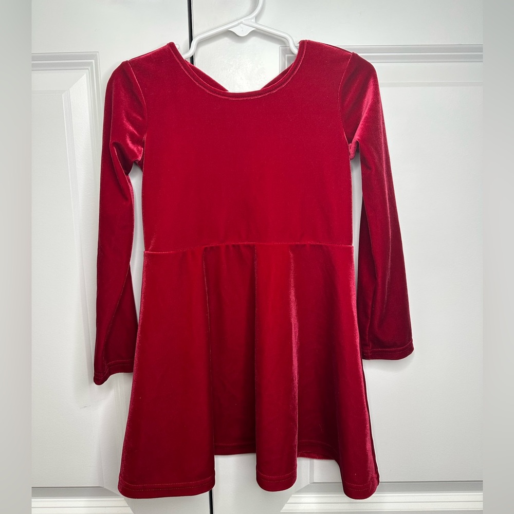 The Children’s Place Girls Red Velvet Criss Cross Back Dress (Size 3T)